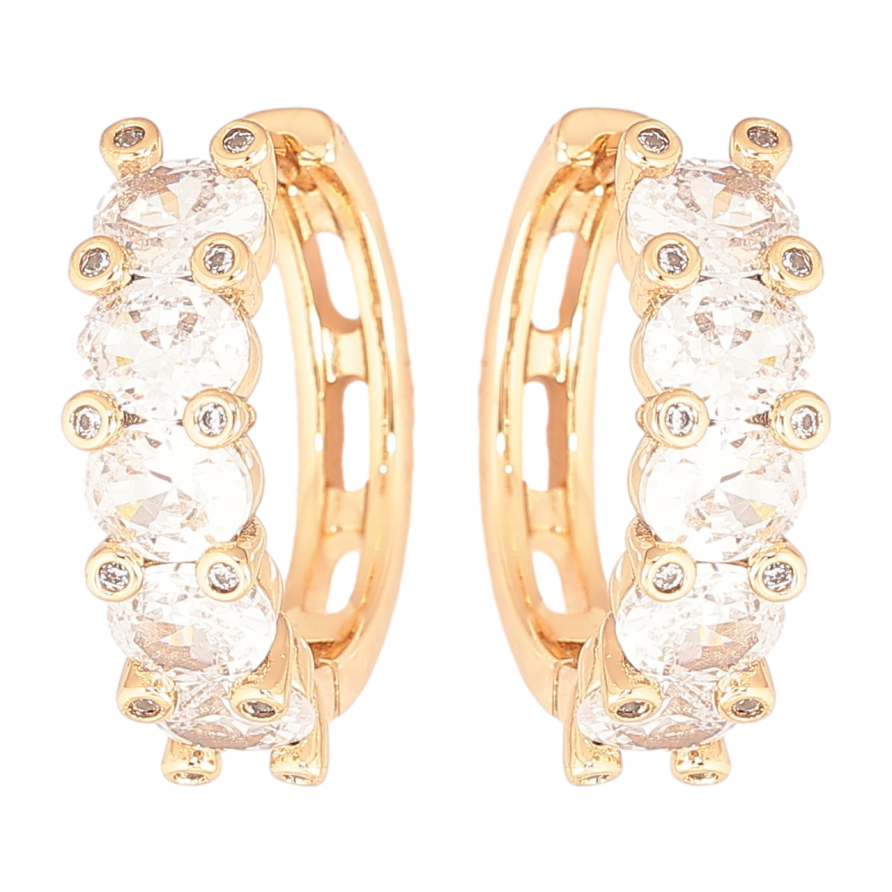 Серьги Xuping Позолота 18K колечки Дорожки кристаллов фото №1