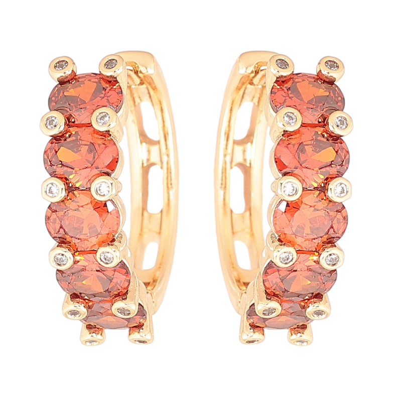 Сережки Xuping Позолота 18K колечка «Доріжки червоних кристалів» фото №2