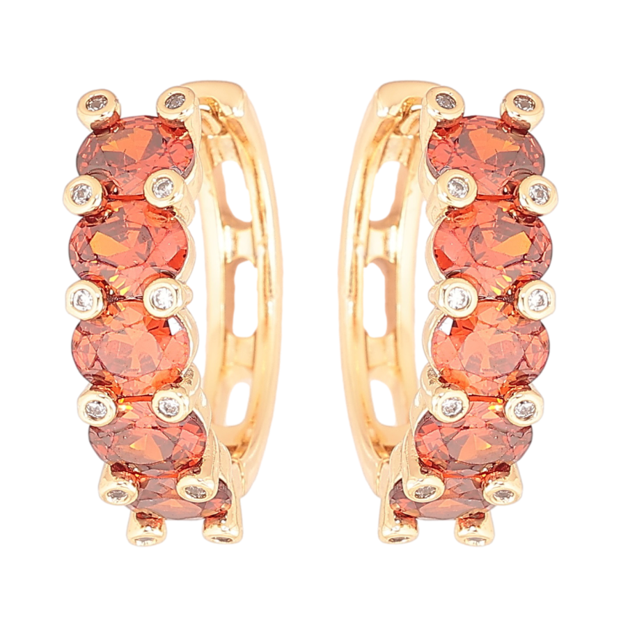 Сережки Xuping Позолота 18K колечка «Доріжки червоних кристалів» фото №1