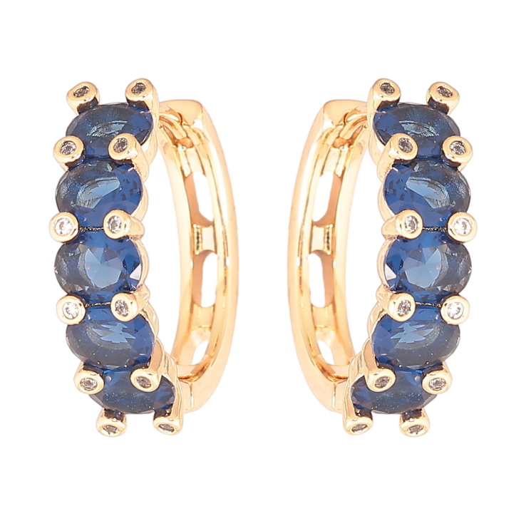 Сережки Xuping Позолота 18K колечка «Доріжки синіх кристалів» фото №25