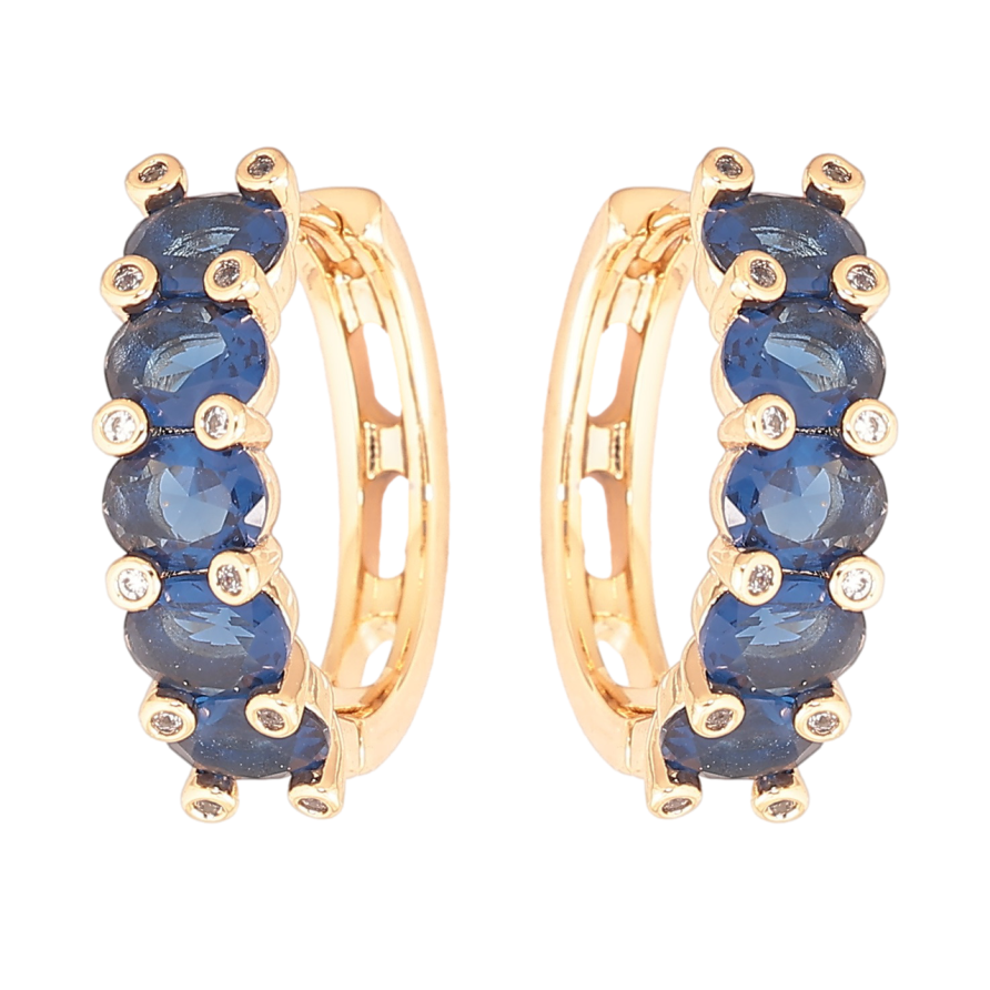 Сережки Xuping Позолота 18K колечка «Доріжки синіх кристалів» фото №1