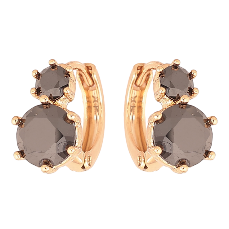 Сережки Xuping Позолота 18K колечка «Два чорних кристали» фото №14