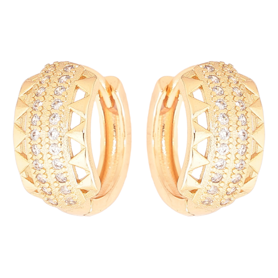 Сережки Xuping Позолота 18K колечка «Візерунок з доріжками кристалів» фото №1