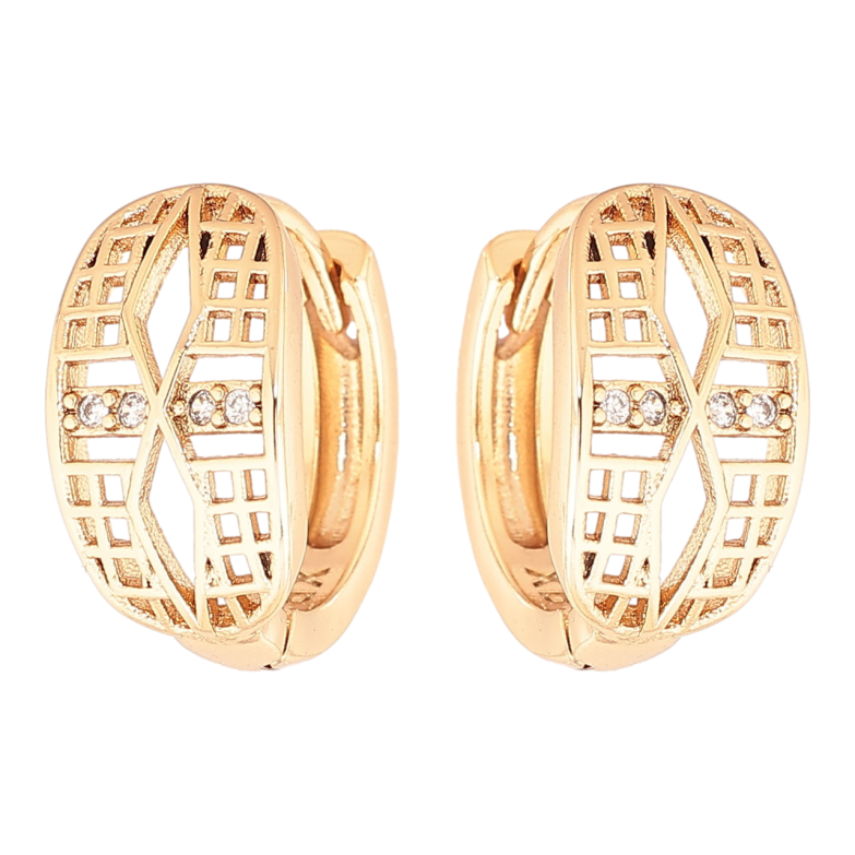 Сережки Xuping Позолота 18K колечка «Різьблений візерунок з кристалами» фото №1