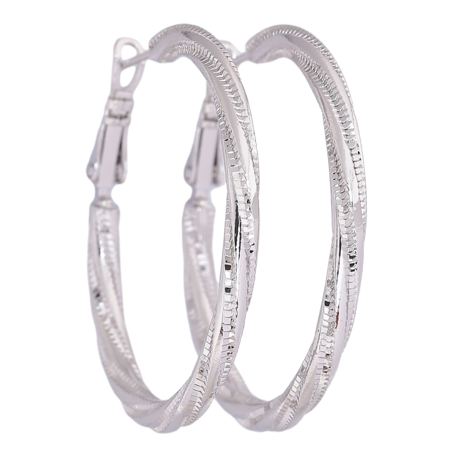 Серьги Xuping Родий кольца (конго) Декоративный узор ø 4см фото №1