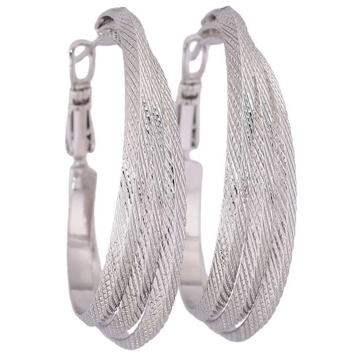 Серьги Xuping Родий кольца (конго) Декоративный узор на одну сторону ø 4см фото №17