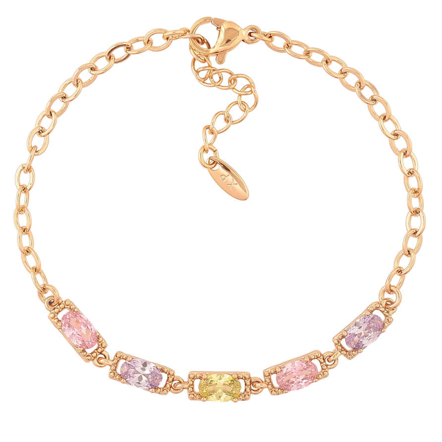 Браслет Xuping Позолота 18K Цепочка с разноцветными кристаллами длина с доп.цепочкой 17-20см х 3-4мм фото №1