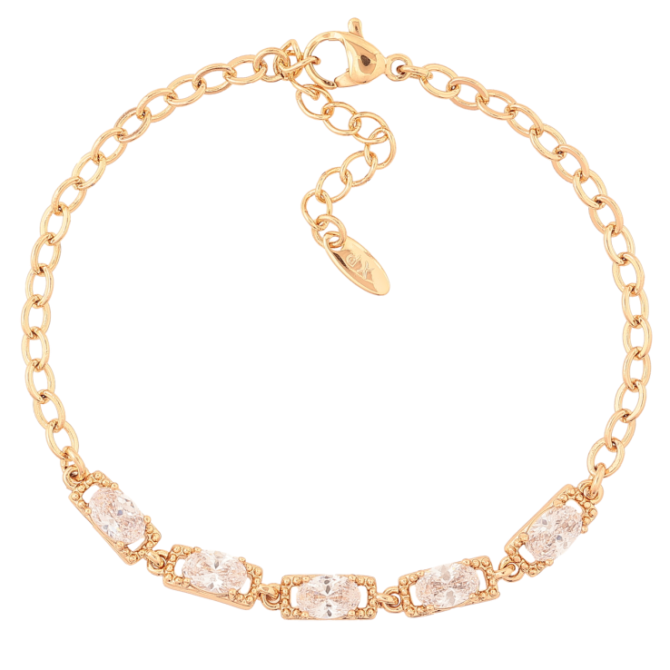 Браслет Xuping Позолота 18K Цепочка с кристаллами длина с доп.цепочкой 17-20см х 3-4мм фото №3