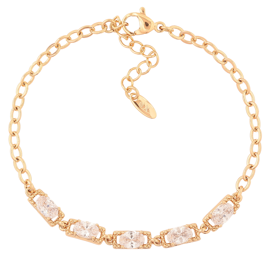 Браслет Xuping Позолота 18K Цепочка с кристаллами длина с доп.цепочкой 17-20см х 3-4мм фото №1