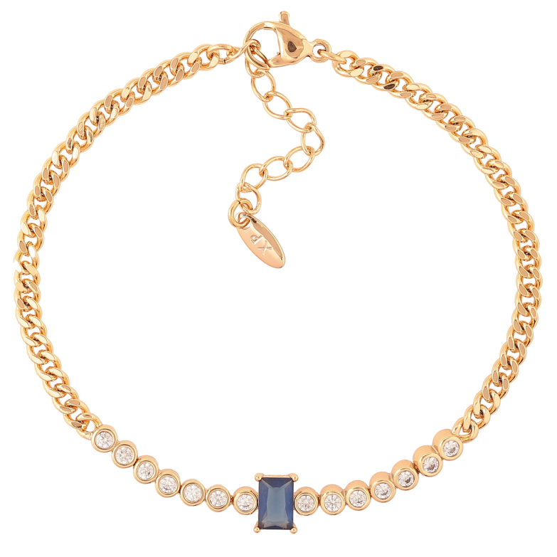 Браслет Xuping Позолота 18K Цепочка с кристальной дорожкой длина с доп.цепочкой 17.5-20.5см х 3мм фото №1