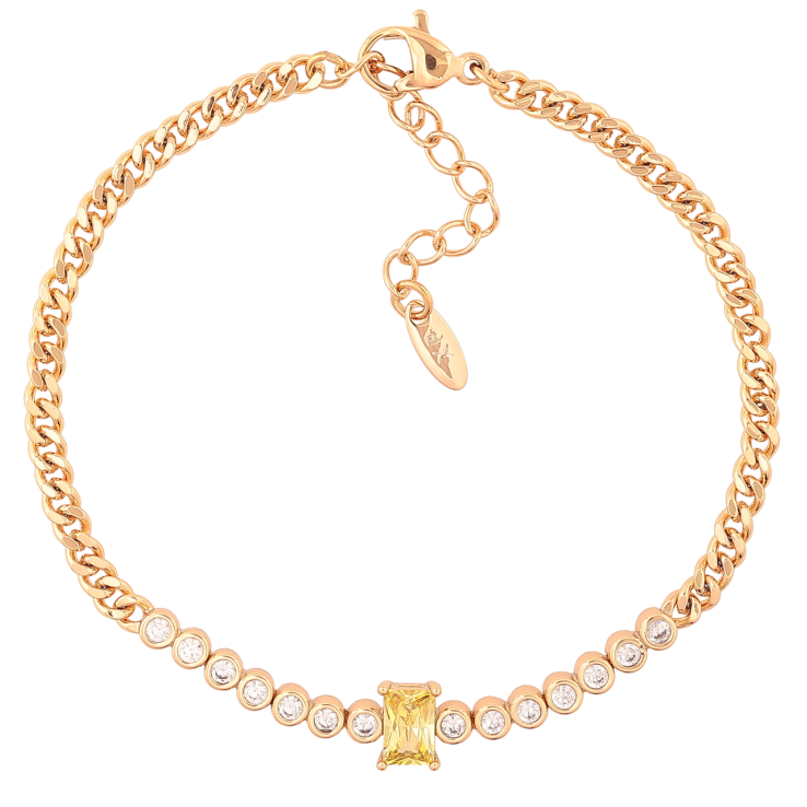 Браслет Xuping Позолота 18K Цепочка с кристальной дорожкой длина с доп.цепочкой 17-20см х 3мм фото №3