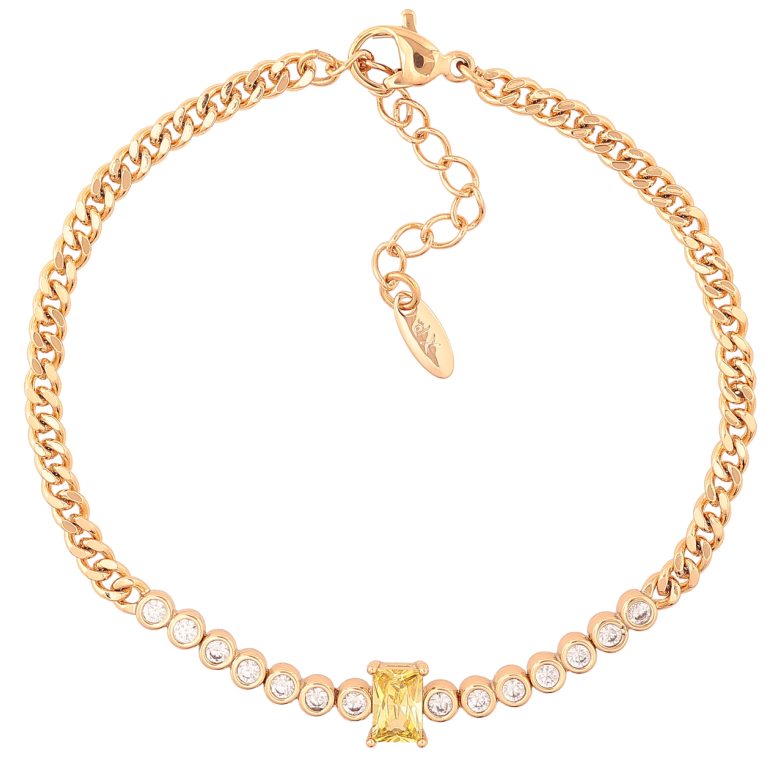 Браслет Xuping Позолота 18K «Ланцюжок з кришталевою доріжкою» довжина з доп.ланцюжком 17-20см х 3мм фото №8