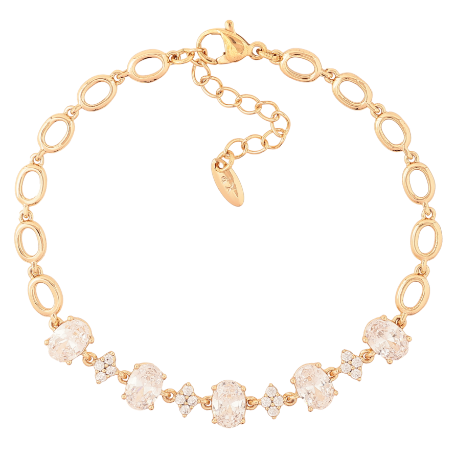 Браслет Xuping Позолота 18K Овальные звенья с кристаллами длина с доп.цепочкой 17.5-20.5см х 5-7мм фото №1