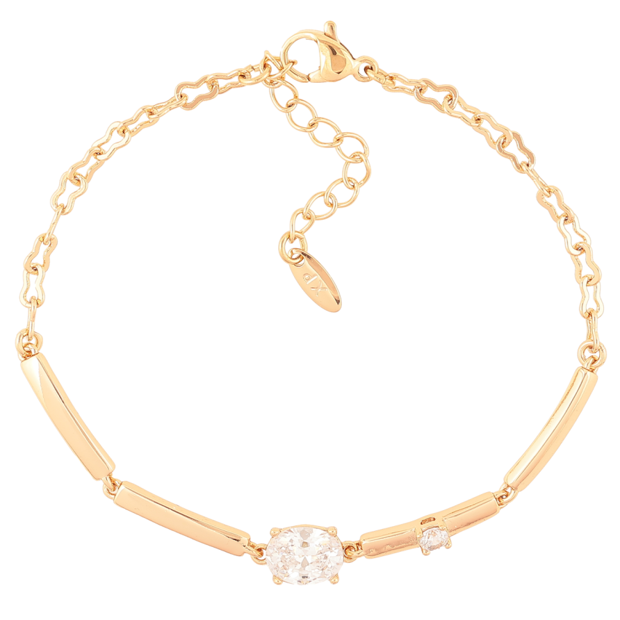 Браслет Xuping Позолота 18K Цепочка с кристаллами длина с доп.цепочкой 17-20см х 3мм фото №1