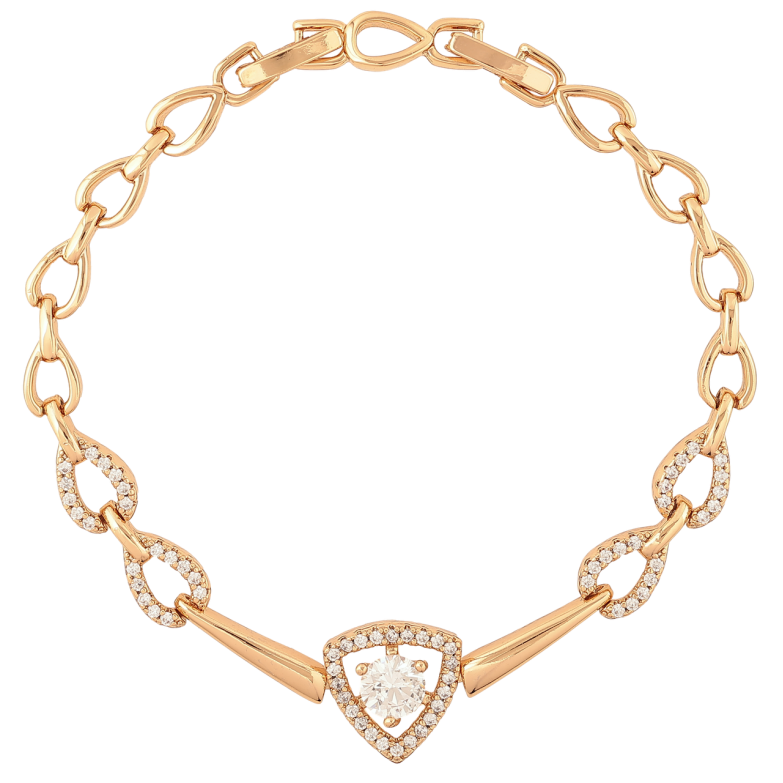 Браслет Xuping Позолота 18K Декоративный узор с кристаллами длина с доп.замком 17.5,19.5см х 13мм фото №1