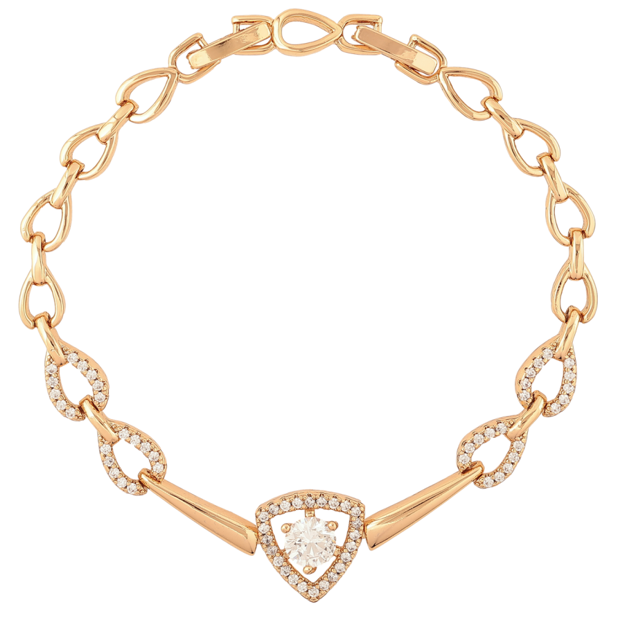 Браслет Xuping Позолота 18K Декоративный узор с кристаллами длина с доп.замком 17.5,19.5см х 13мм фото №1