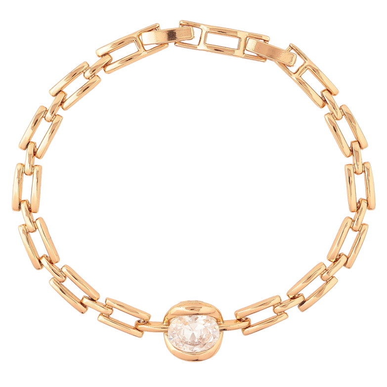 Браслет Xuping Позолота 18K Узор с вставкой кристалл длина с доп.замком 17.5,19.5см х 5-11мм фото №1