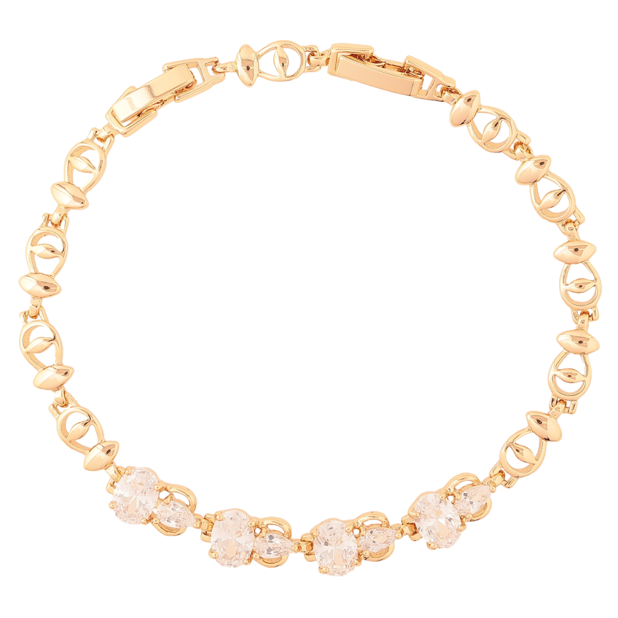 Браслет Xuping Позолота 18K Декоративный узор с кристаллами длина с доп.замком 17.5,19.5см х 5-7мм фото №1