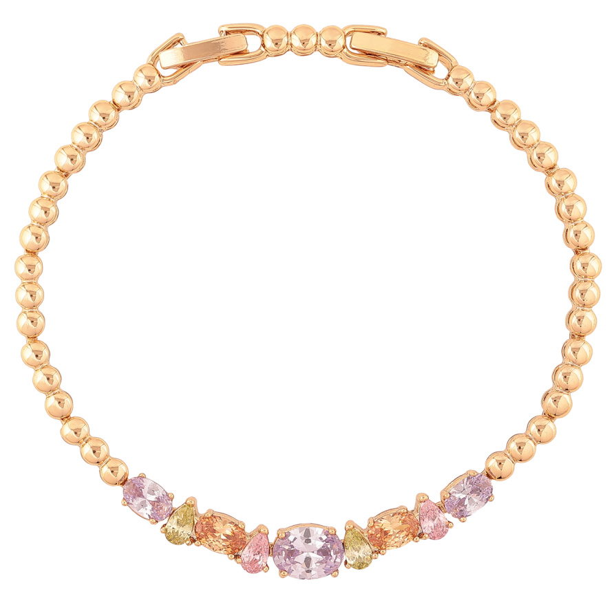 Браслет Xuping Позолота 18K Дорожка разноцветных кристаллов длина с доп.замком 17.5,19.5см х 3-6мм фото №1