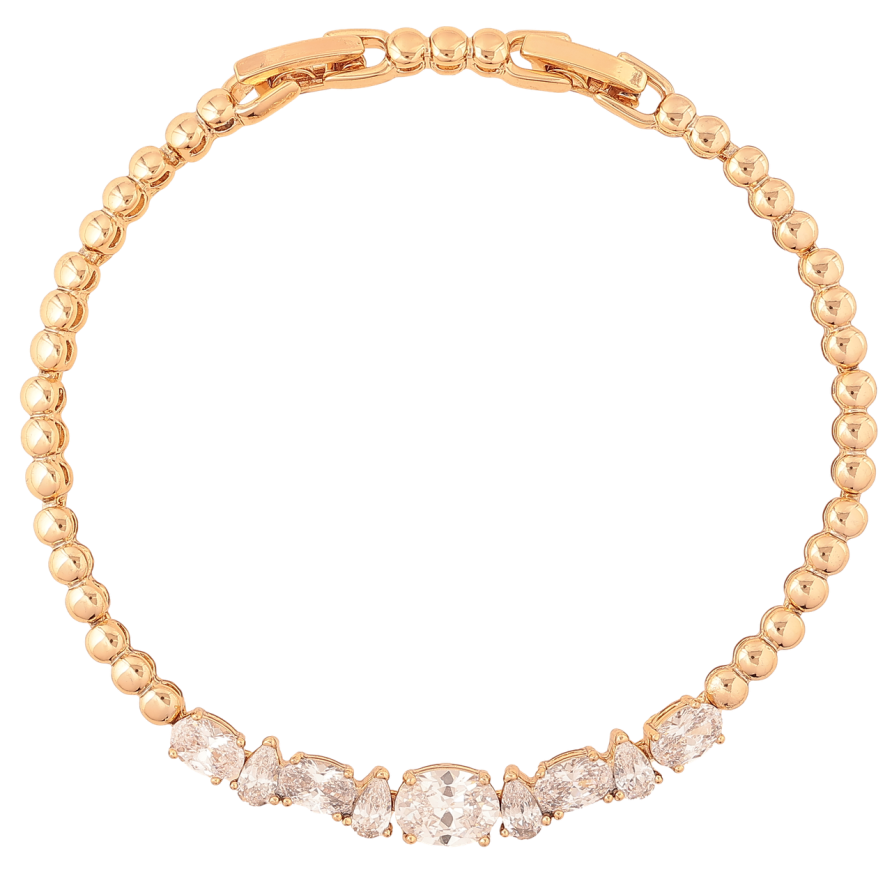 Браслет Xuping Позолота 18K Дорожка кристаллов длина с доп.замком 17,19см х 3-6мм фото №1