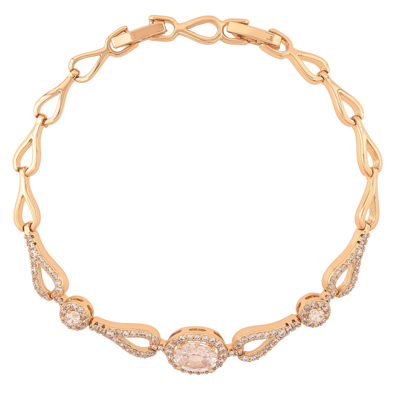 Браслет Xuping Позолота 18K «Візерунок з інкрустацією кристалами» довжина з доп.замком 17.5,19.5см х 5-9мм фото №1