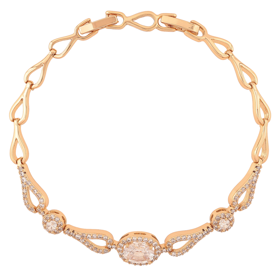 Браслет Xuping Позолота 18K «Візерунок з інкрустацією кристалами» довжина з доп.замком 17.5,19.5см х 5-9мм фото №1