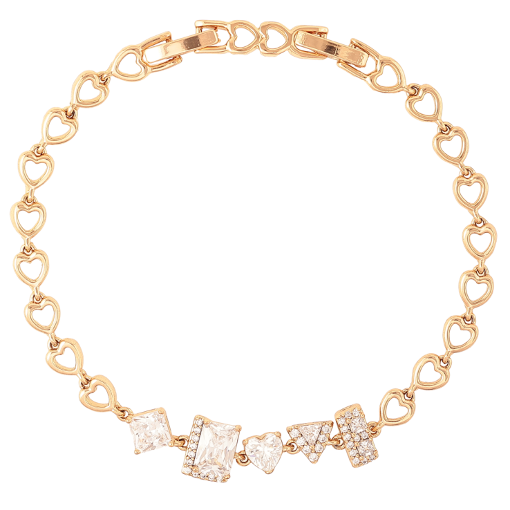 Браслет Xuping Позолота 18K Сердечки с вставкой из кристаллов длина с доп.замком 17,19см х 5-8мм фото №21