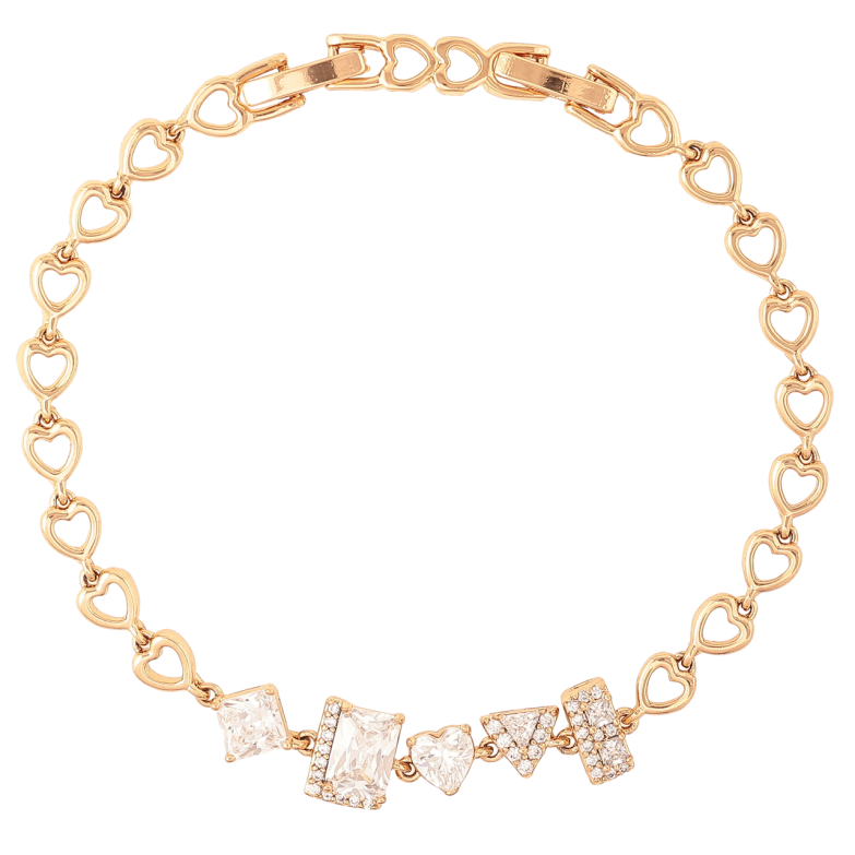 Браслет Xuping Позолота 18K Сердечки с вставкой из кристаллов длина с доп.замком 17,19см х 5-8мм фото №1