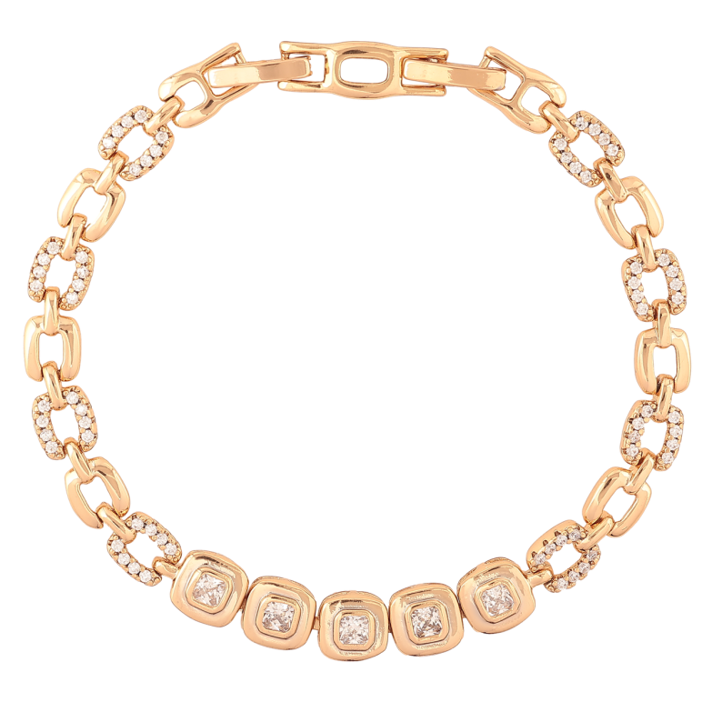 Браслет Xuping Позолота 18K «Візерунок з кристалами» довжина з доп.замком 17.5,19.5см х 5-7мм фото №2