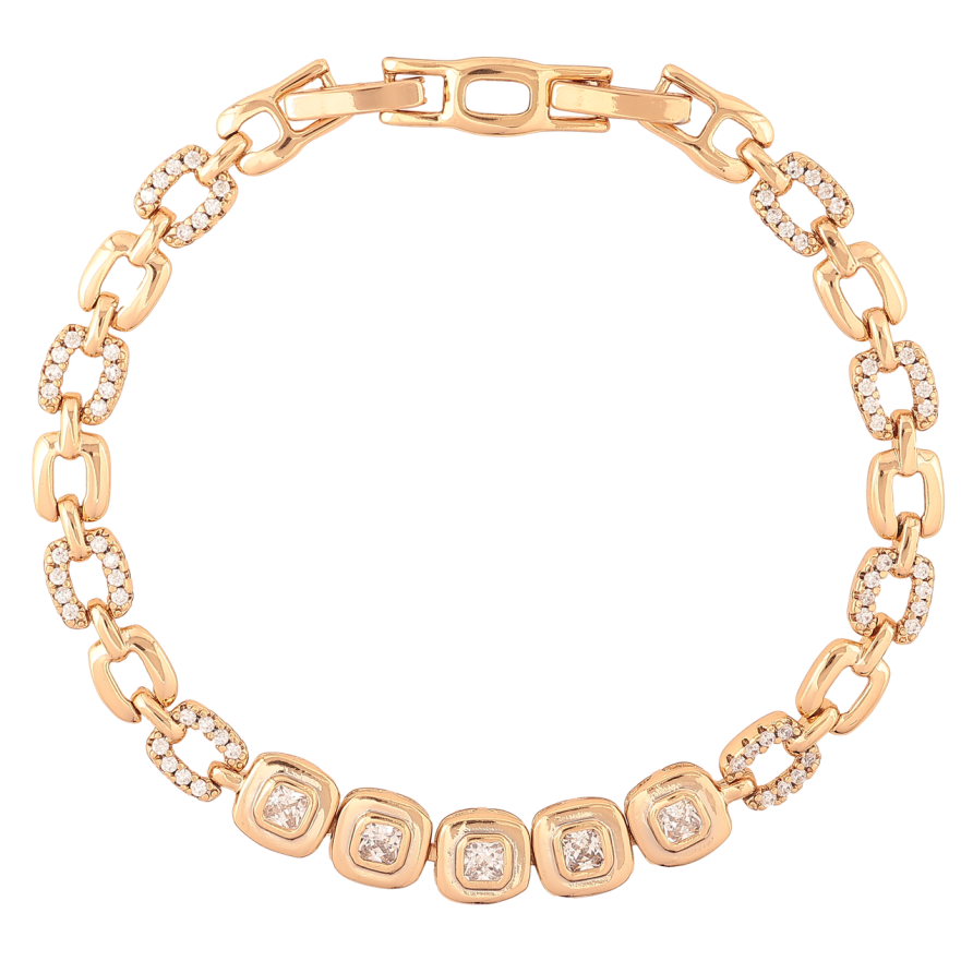 Браслет Xuping Позолота 18K Узор с кристаллами длина с доп.замком 17.5,19.5см х 5-7мм фото №1