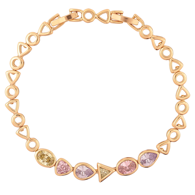 Браслет Xuping Позолота 18K Узор с разноцветными кристаллами длина с доп.замком 17,19см х 5-7мм фото №2