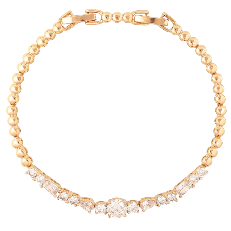 Браслет Xuping Позолота 18K Дорожка кристаллов длина с доп.замком 17.5,19.5см х 3-6мм фото №4