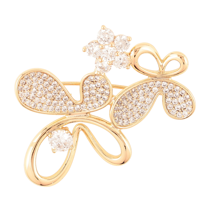 Брошка Xuping Позолота 18K Метелики з кришталевою квіточкою» фото №10
