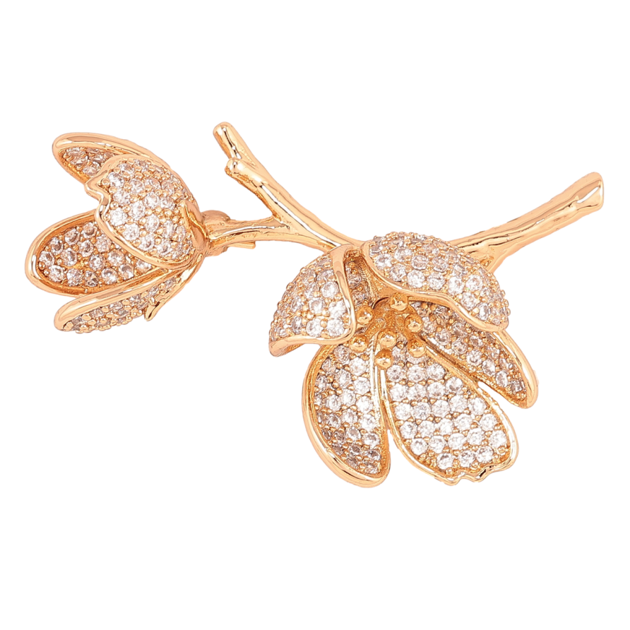 Брошка Xuping Позолота 18K «Квіткова гілочка з інкрустацією кристалами» фото №1 Брошка Xuping Позолота 18K «Квіткова гілочка з інкрустацією кристалами» фото №1