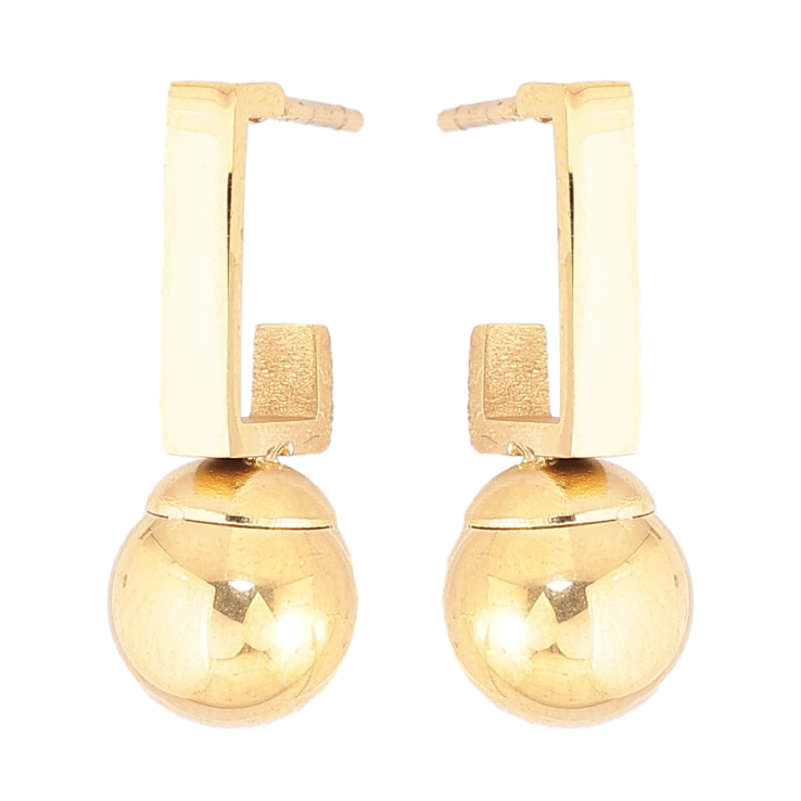 Сережки Xuping TTM Stainless Steel колір 14К пусети «Дуги з кульками» фото №20