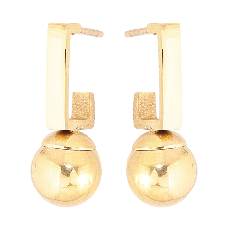 Серьги Xuping TTM Stainless Steel цвет 14К пусеты Дуги с шариками фото №1