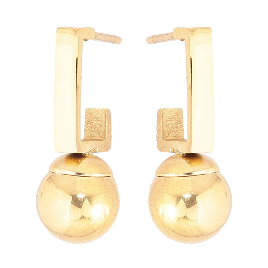 Сережки Xuping TTM Stainless Steel колір 14К пусети «Дуги з кульками» фото №1