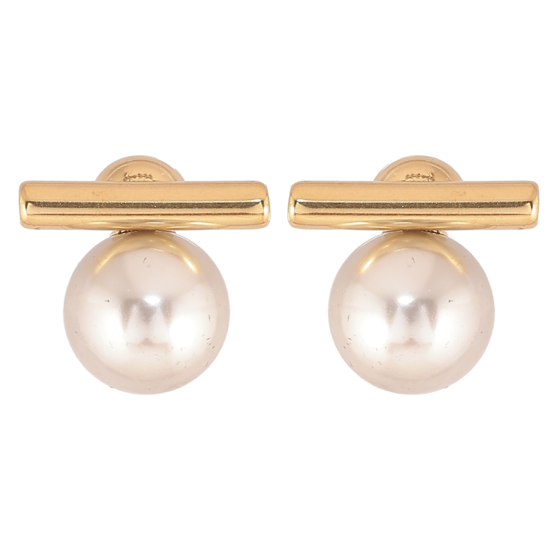 Сережки Xuping TTM Stainless Steel колір 14К пусети «Сірі перлини» фото №1