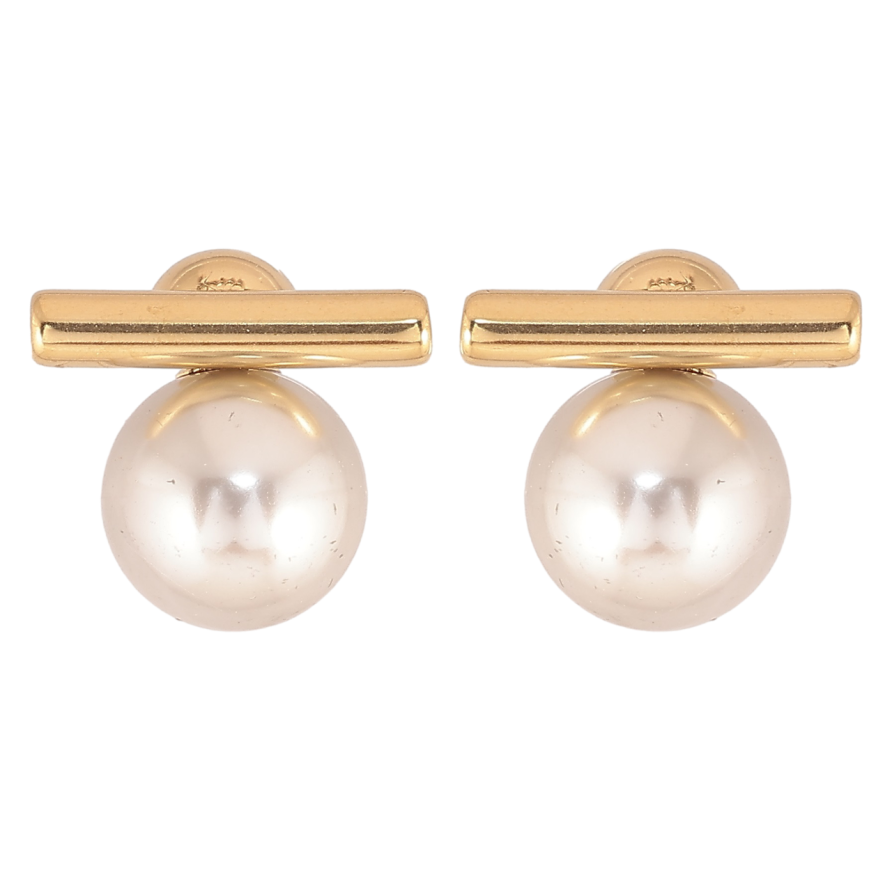 Сережки Xuping TTM Stainless Steel колір 14К пусети «Сірі перлини» фото №1