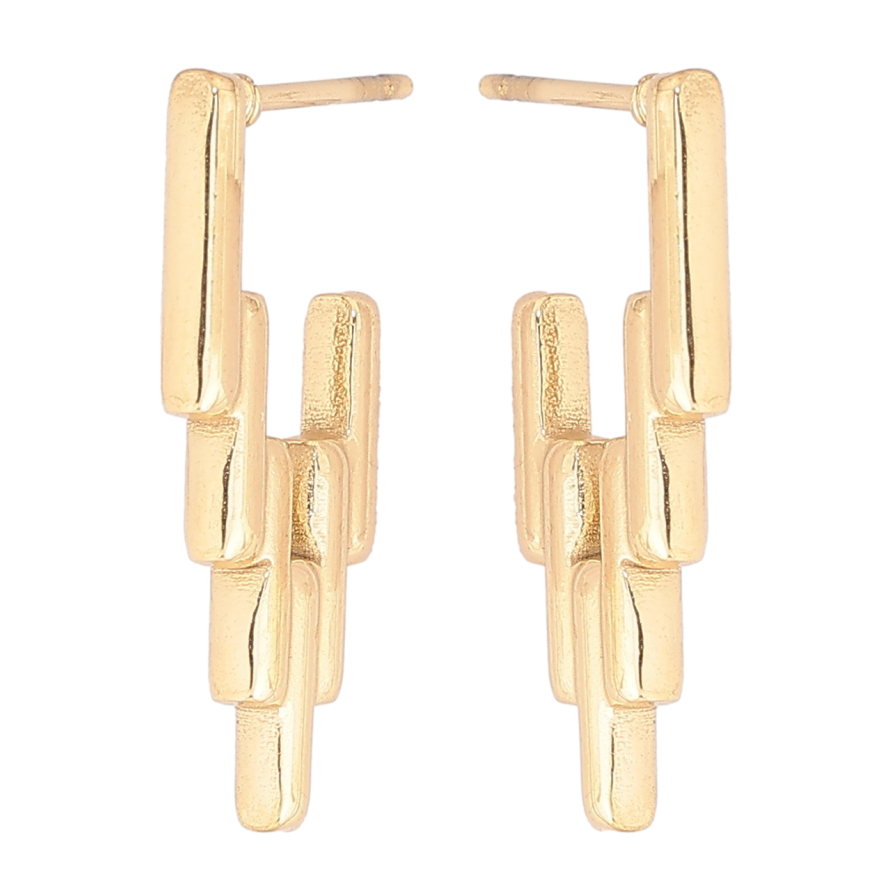 Сережки Xuping TTM Stainless Steel колір 14К пусети «Декоративний візерунок» фото №1