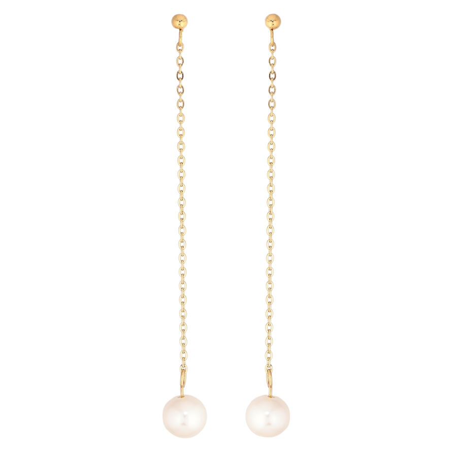 Сережки Xuping TTM Stainless Steel колір 14К пусети «Перлинні підвіски» ø 8мм фото №1