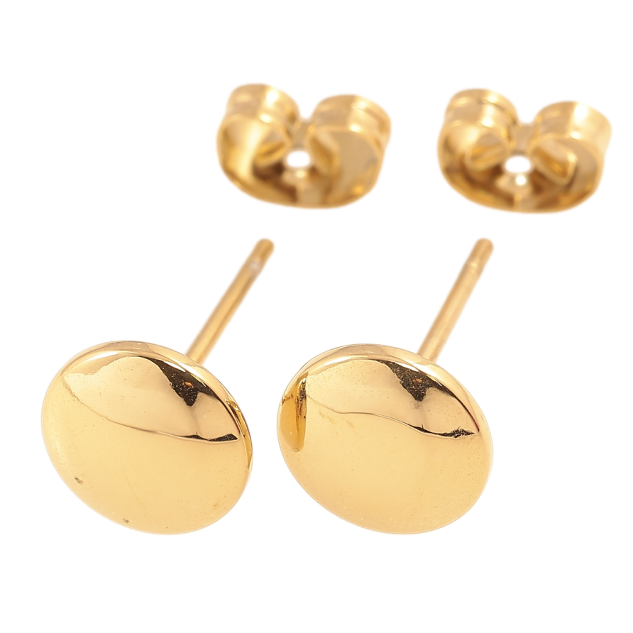 Сережки Xuping TTM Stainless Steel колір 14К пусети «Кола» ø 8мм фото №1