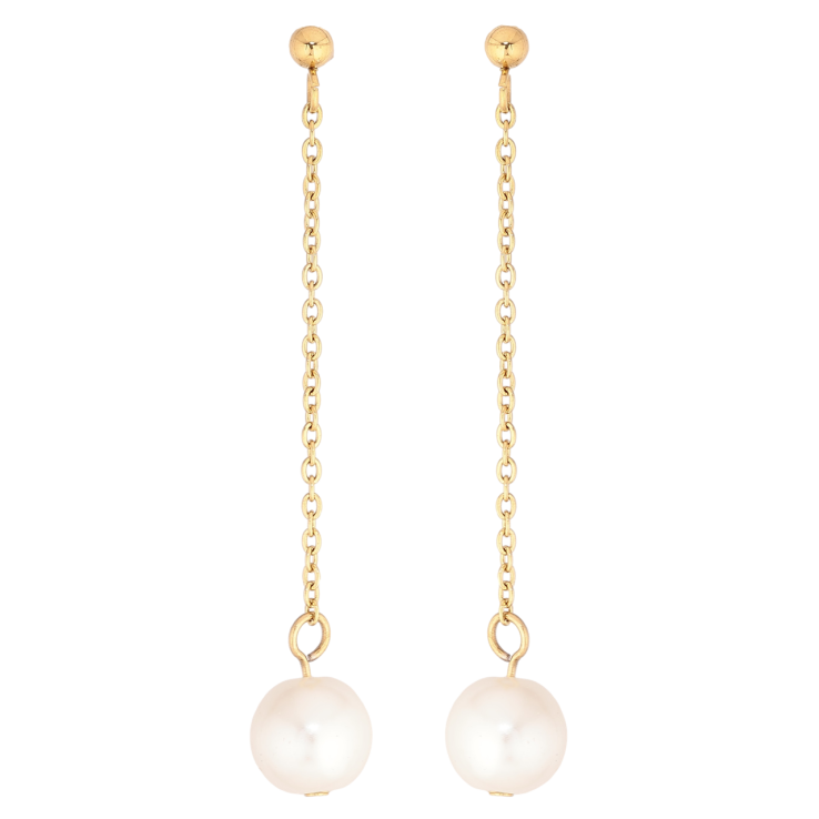 Сережки Xuping TTM Stainless Steel колір 14К пусети «Перлинні підвіски» ø 8мм фото №8