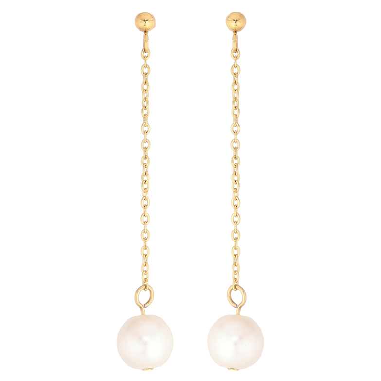 Сережки Xuping TTM Stainless Steel колір 14К пусети «Перлинні підвіски» ø 8мм фото №6