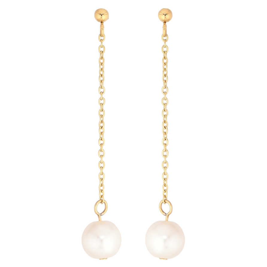 Сережки Xuping TTM Stainless Steel колір 14К пусети «Перлинні підвіски» ø 8мм фото №1