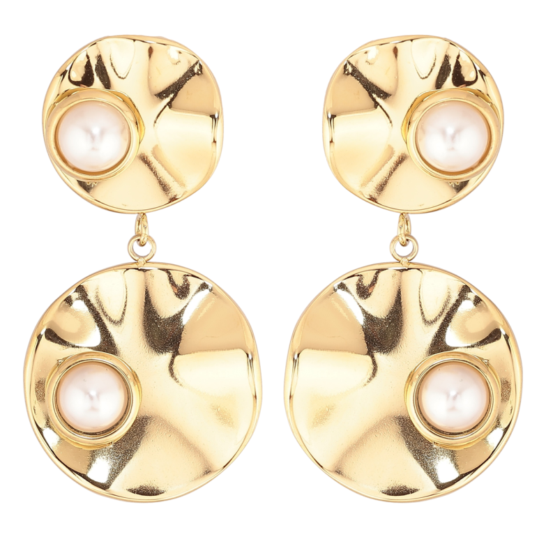 Сережки Xuping TTM Stainless Steel колір 14К пусети «Декоративні підвіски з перлинами» фото №1