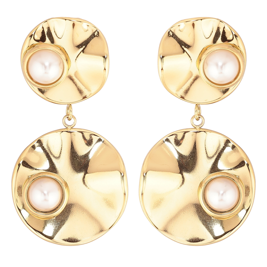 Сережки Xuping TTM Stainless Steel колір 14К пусети «Декоративні підвіски з перлинами» фото №1