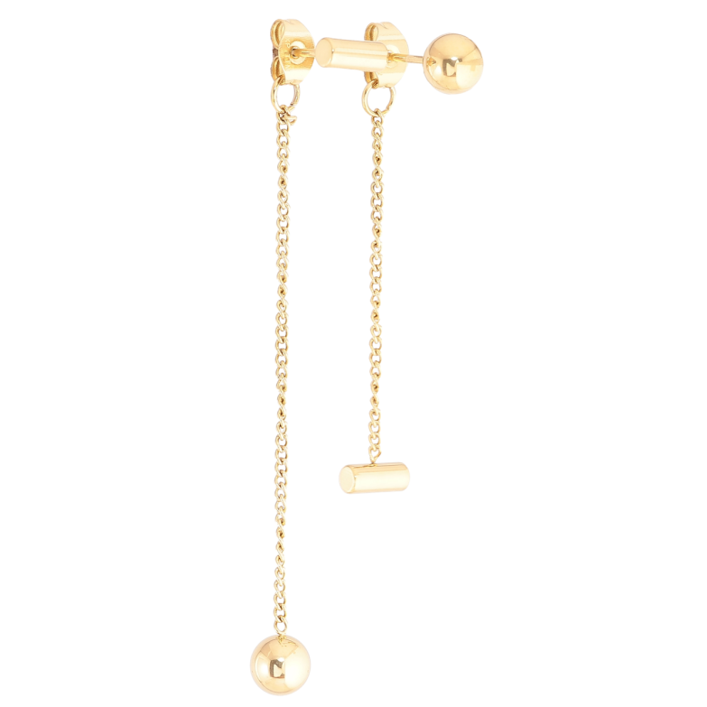 Сережки Xuping TTM Stainless Steel колір 14К пусети «Асиметричні підвіски» фото №16