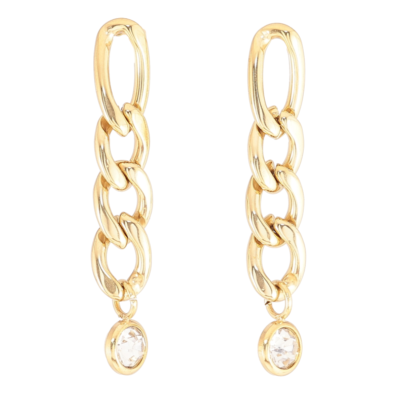 Серьги Xuping TTM Stainless Steel цвет 14К пусеты Подвески цепочки с кристаллами фото №1