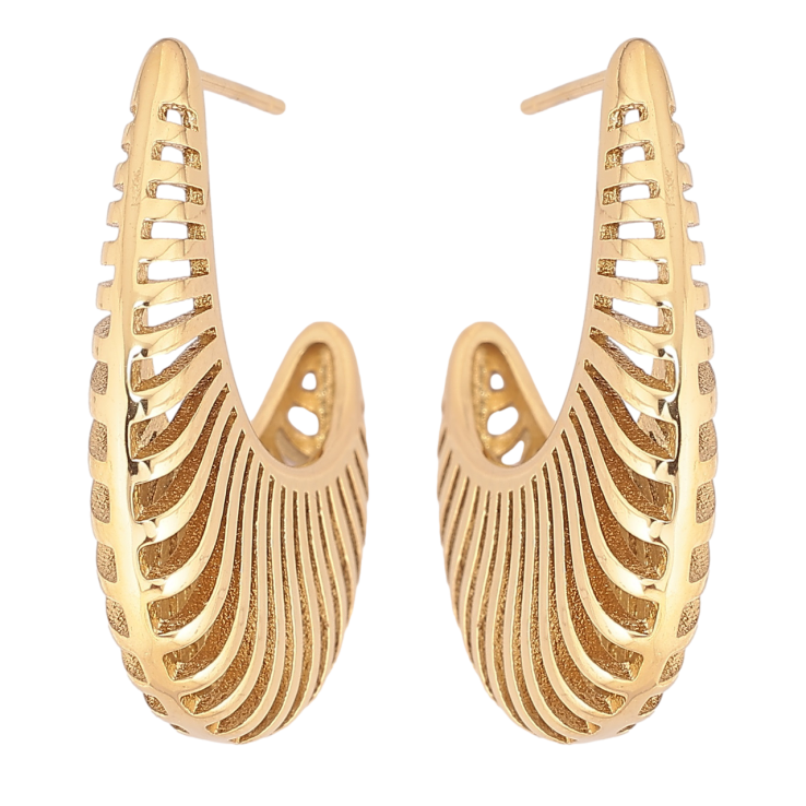 Сережки Xuping TTM Stainless Steel колір 14К пусети «Декоративний візерунок» фото №22